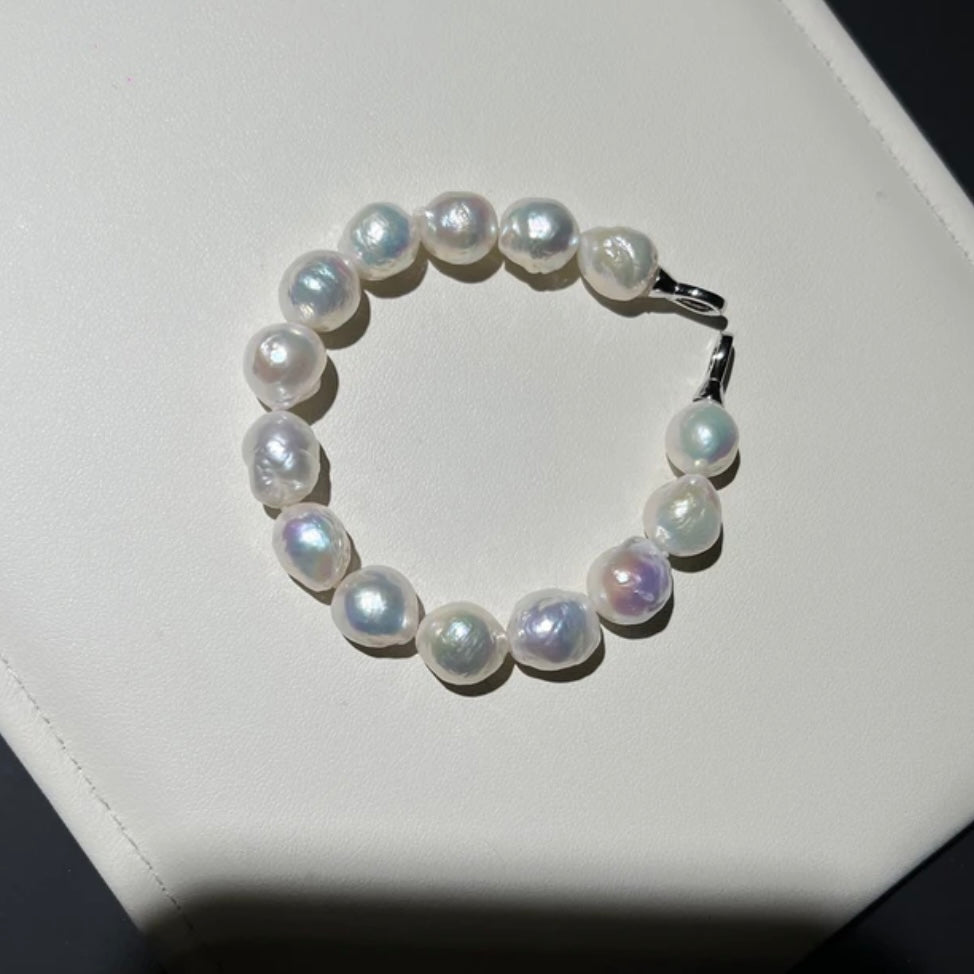 9-11mm Candy-Colored Wrinkled Baroque Pearls | Natural Freshwater Pearl Bracelet